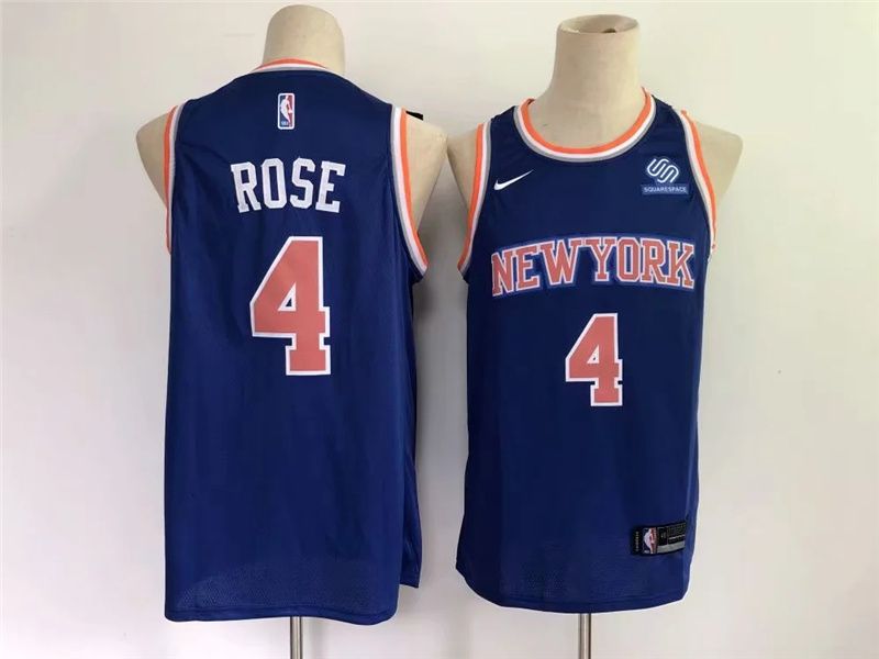 Cheap Men New York Knicks 4 Rose Blue Game Nike 2021 NBA Jersey